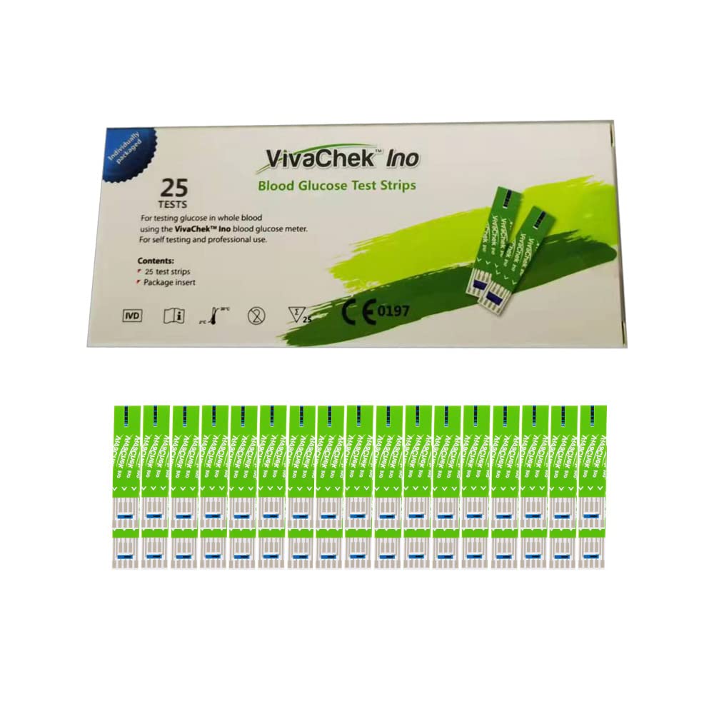 Bandelettes de Test de Glycémie VIVACHEK Ino - Boîte de 25 Unités